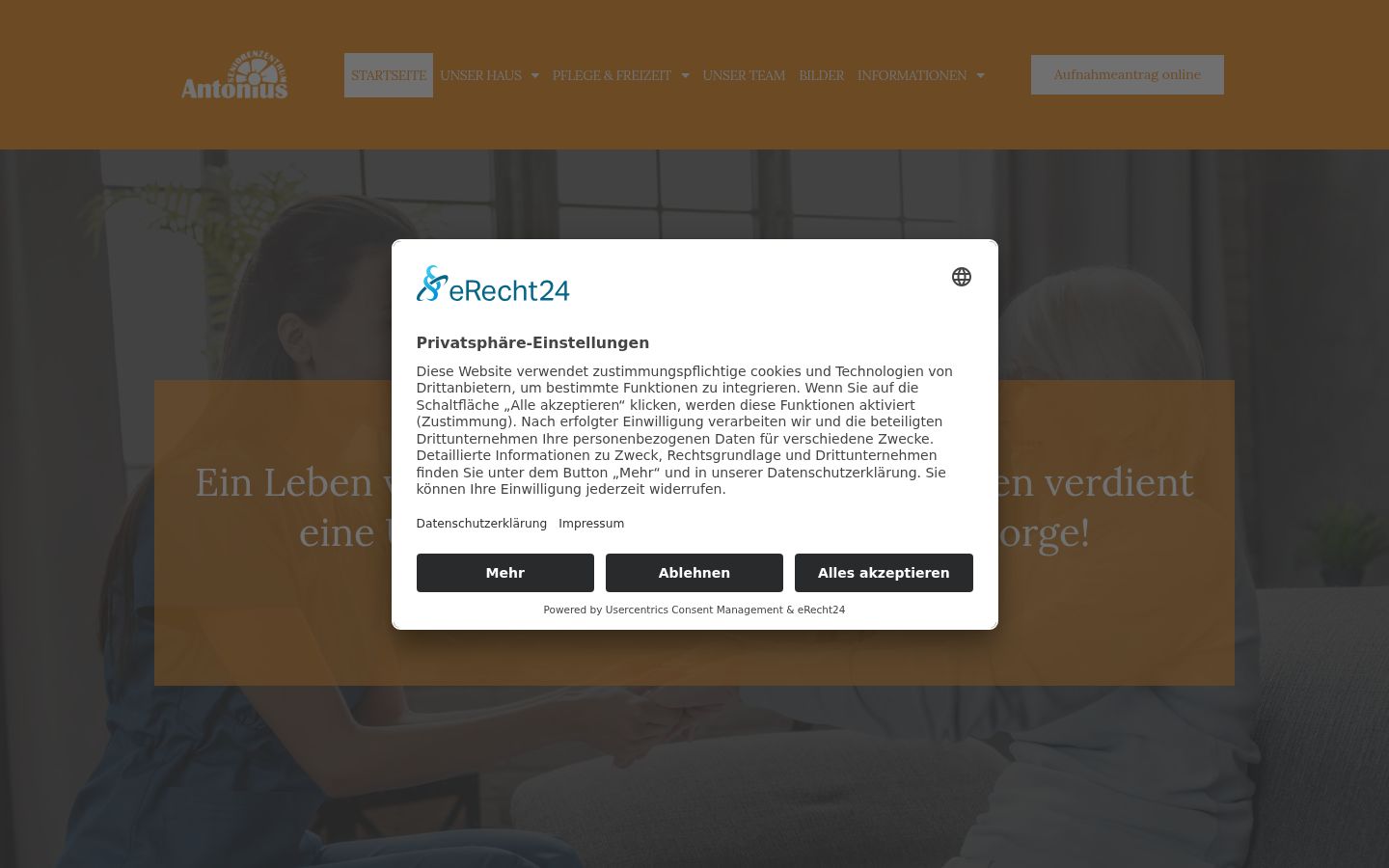 Screenshot del banner di consenso mostrato prima di qualsiasi interazione