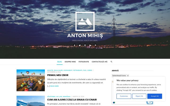 Screenshot van antonmihis.ro