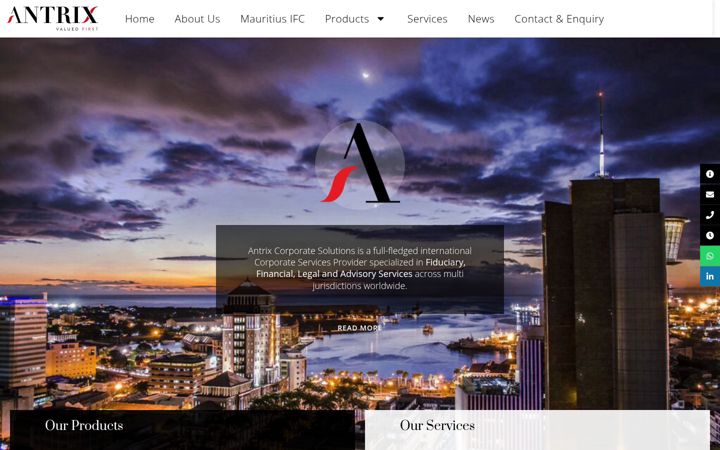 Screenshot of antrixcorporate.com