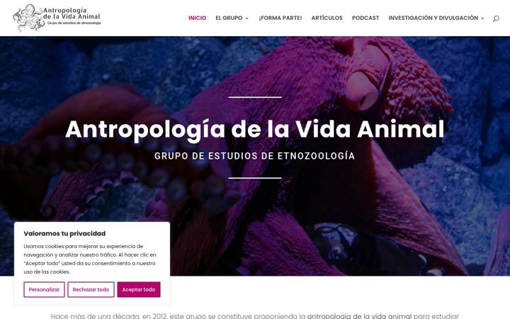 Captură de ecran a antropologiavidaanimal.es