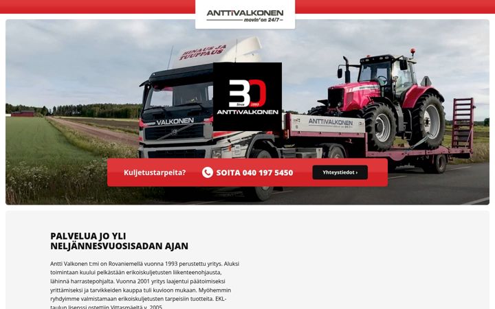 Ekraanipilt saidist anttivalkonen.fi