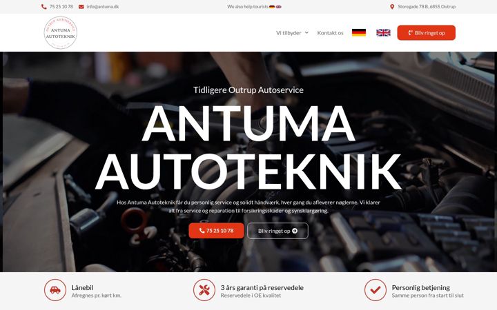 Screenshot of antuma.dk