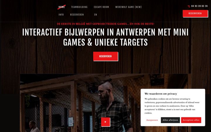Screenshot of antwerpaxethrowing.be