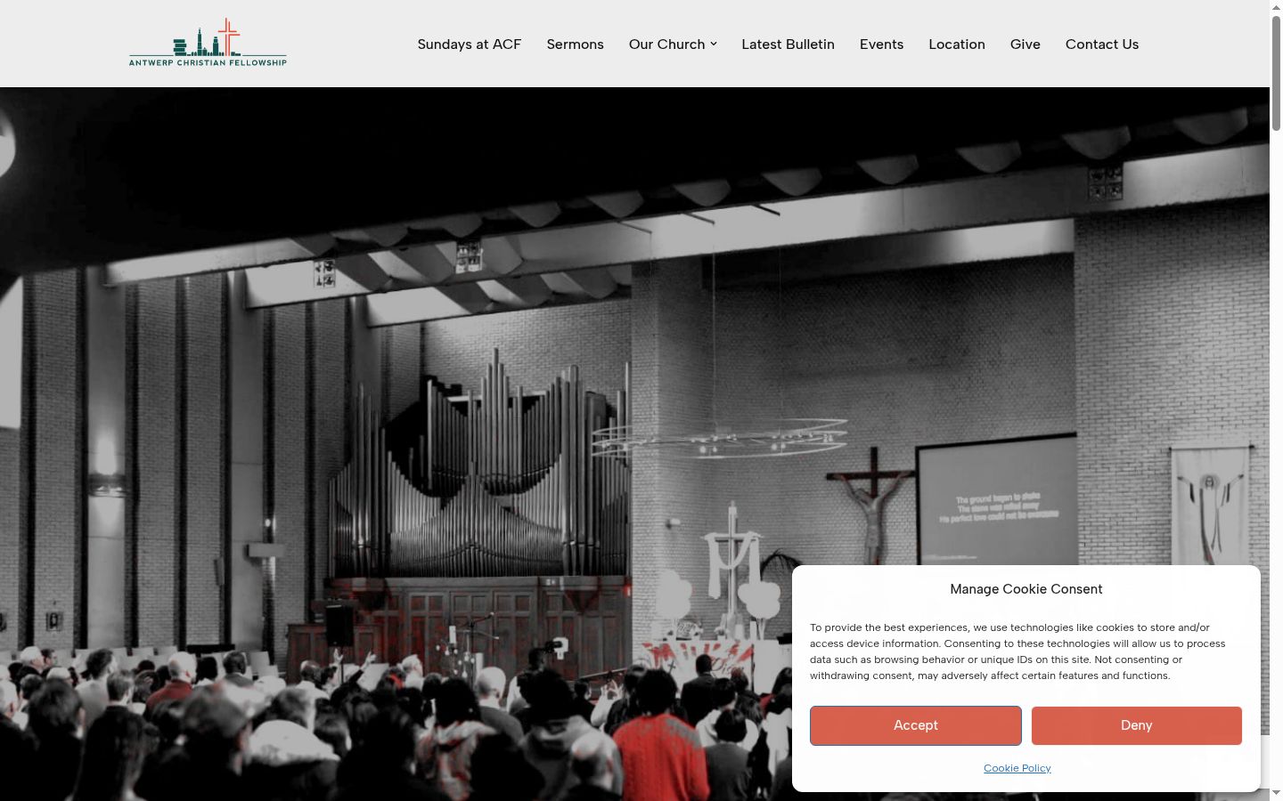 Screenshot del banner di consenso mostrato prima di qualsiasi interazione
