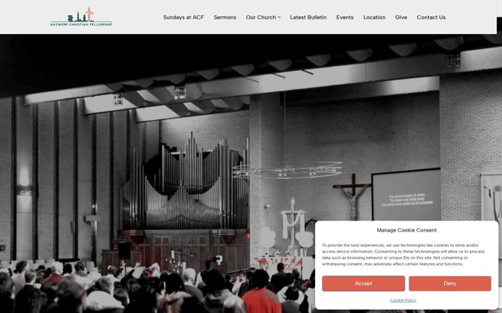 Screenshot of antwerpchristianfellowship.org
