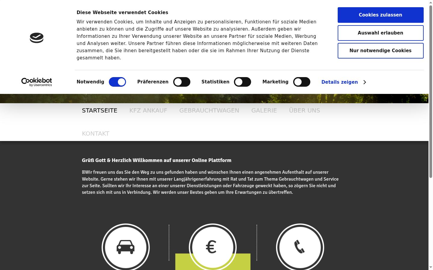 Screenshot del banner di consenso mostrato prima di qualsiasi interazione