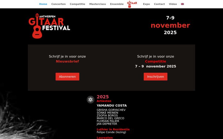 Snimka zaslona za antwerpengitaarfestival.be