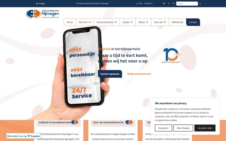 Screenshot of antwoordservicenijmegen.nl