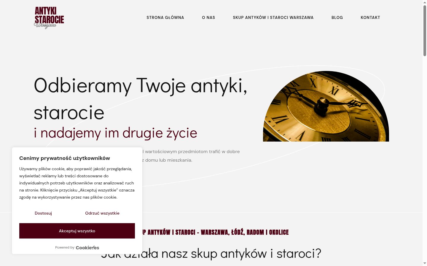Zrzut ekranu banera zgody wyświetlanego przed jakąkolwiek interakcją
