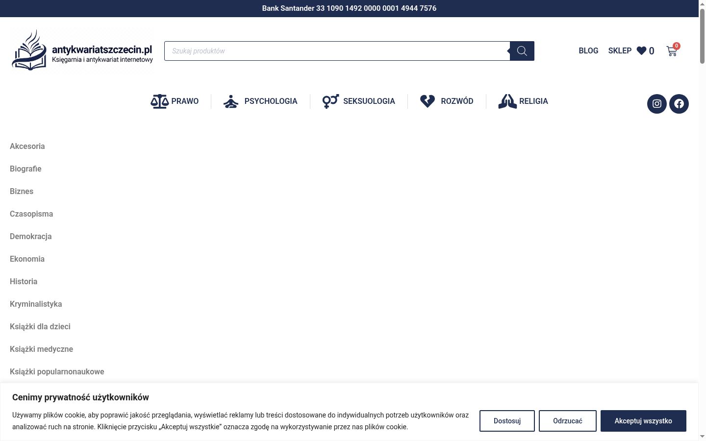Captura de pantalla del banner de consentimiento mostrado antes de cualquier interacción