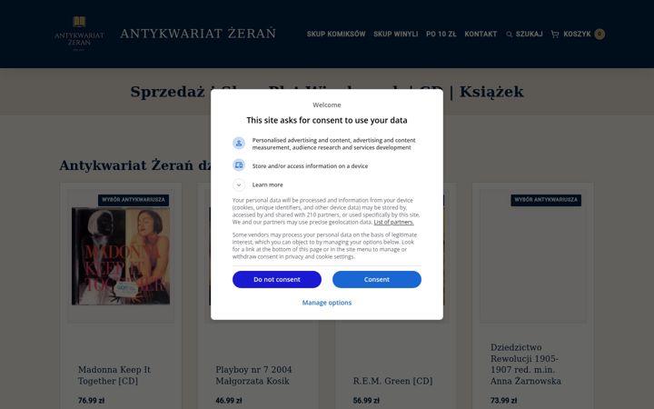 Screenshot ta' antykwariatzeran.com.pl