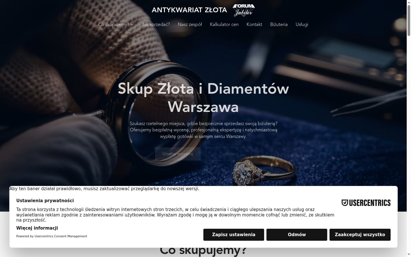 Képernyőkép a bármilyen interakció előtt megjelenő hozzájárulási bannerről