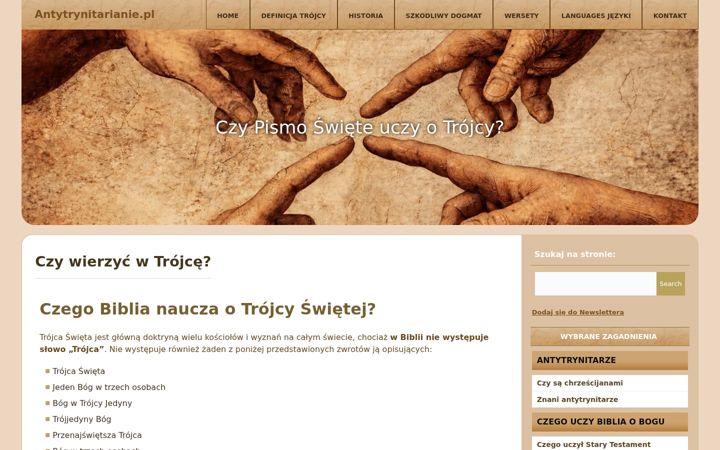 Screenshot di antytrynitarianie.pl