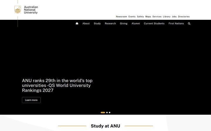 Kuvakaappaus sivustosta anu.edu.au