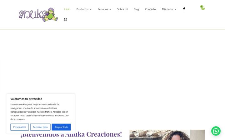 Skjermbilde av anukacreaciones.com