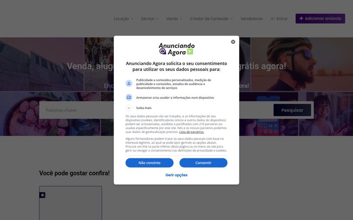 Snímek obrazovky anunciandoagora.com.br