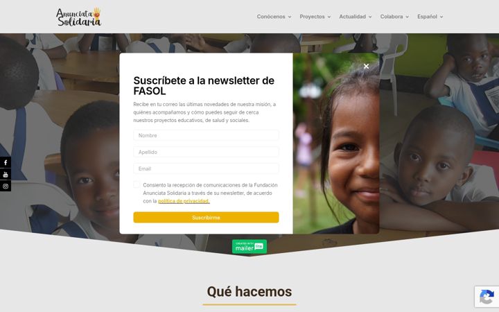 Snímek obrazovky anunciatasolidaria.org