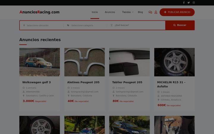 Screenshot of anunciosracing.com