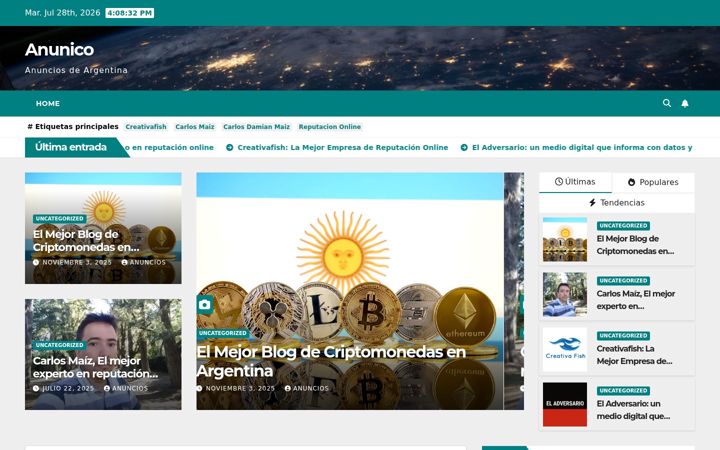 Snímek obrazovky anunico.com.ar