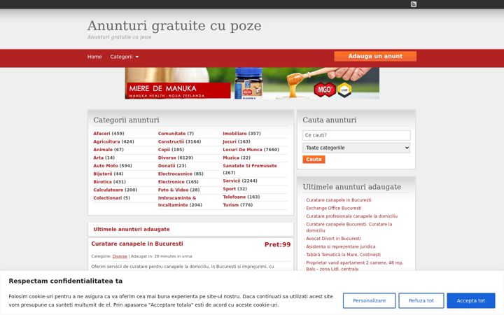 Screenshot of anunturigratuitecupoze.ro