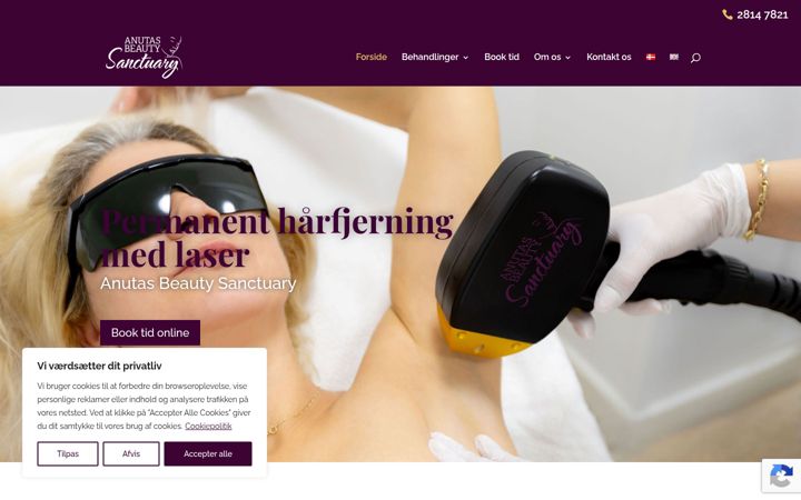 Screenshot of anutasbeautysanctuary.dk