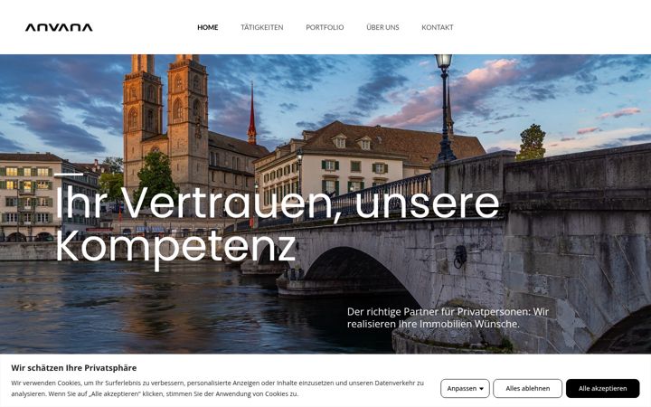 Screenshot of anvana.ch