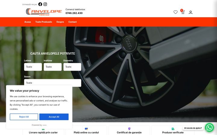 Screenshot of anvelopecenter.ro