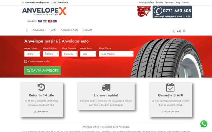 Screenshot of anvelopele.ro