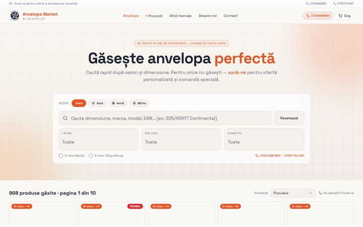 Screenshot di anvelopemarket.ro