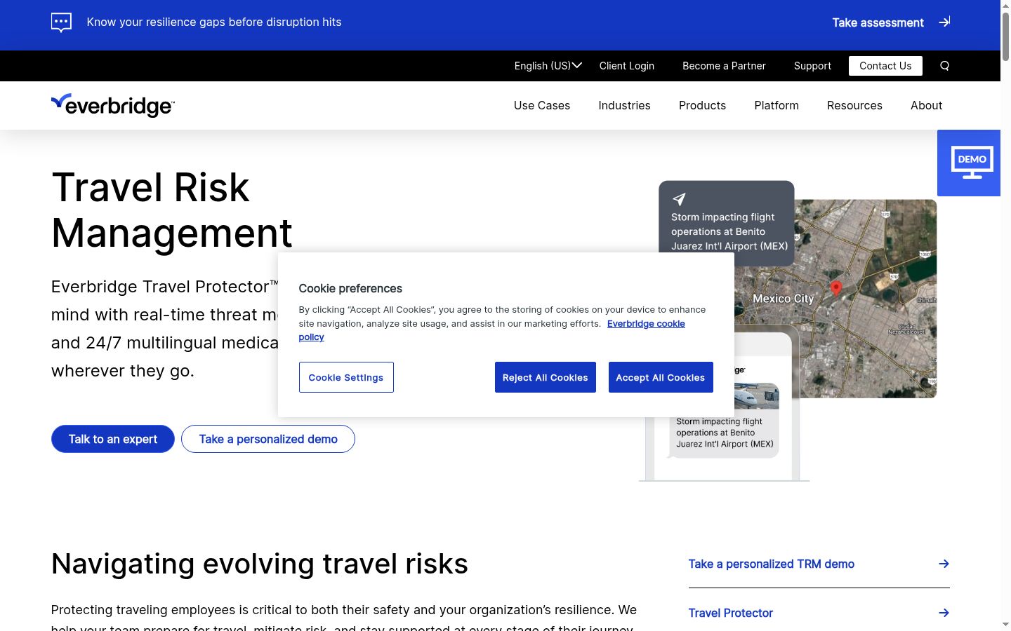 Screenshot of the consent banner shown before any interaction