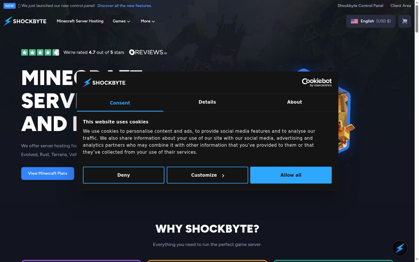 Screenshot of the consent banner shown before any interaction