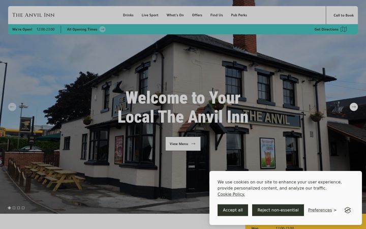 Screenshot ta' anvilpubsuttoncoldfield.co.uk