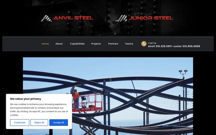 Screenshot of anvilsteel.com