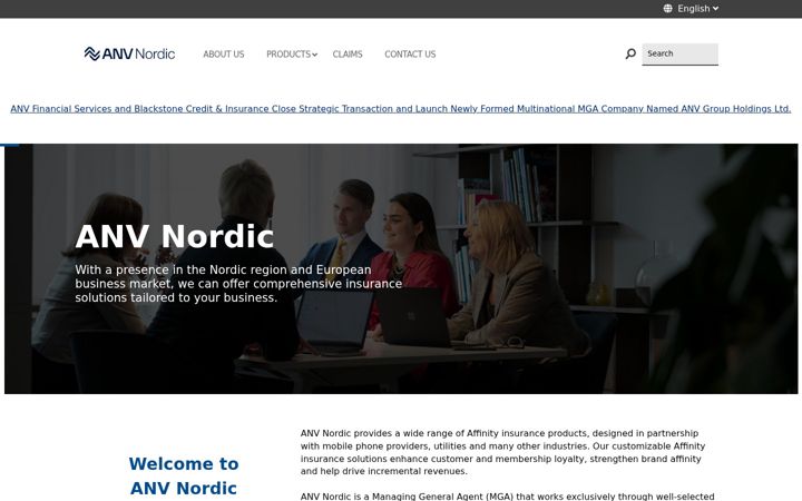 Kuvakaappaus sivustosta anvnordic.com