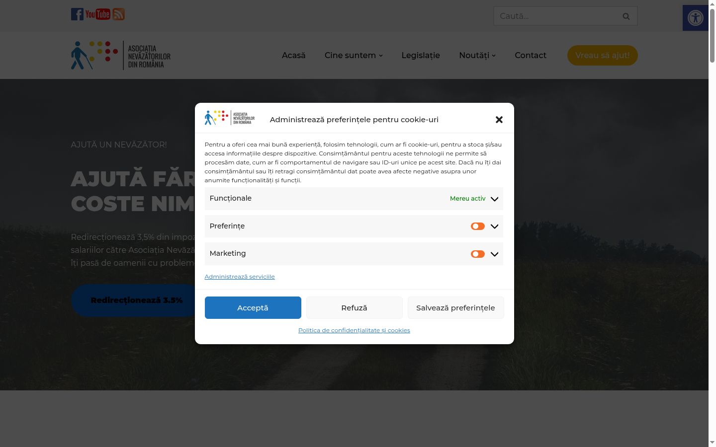 Screenshot des Einwilligungsbanners vor jeglicher Interaktion