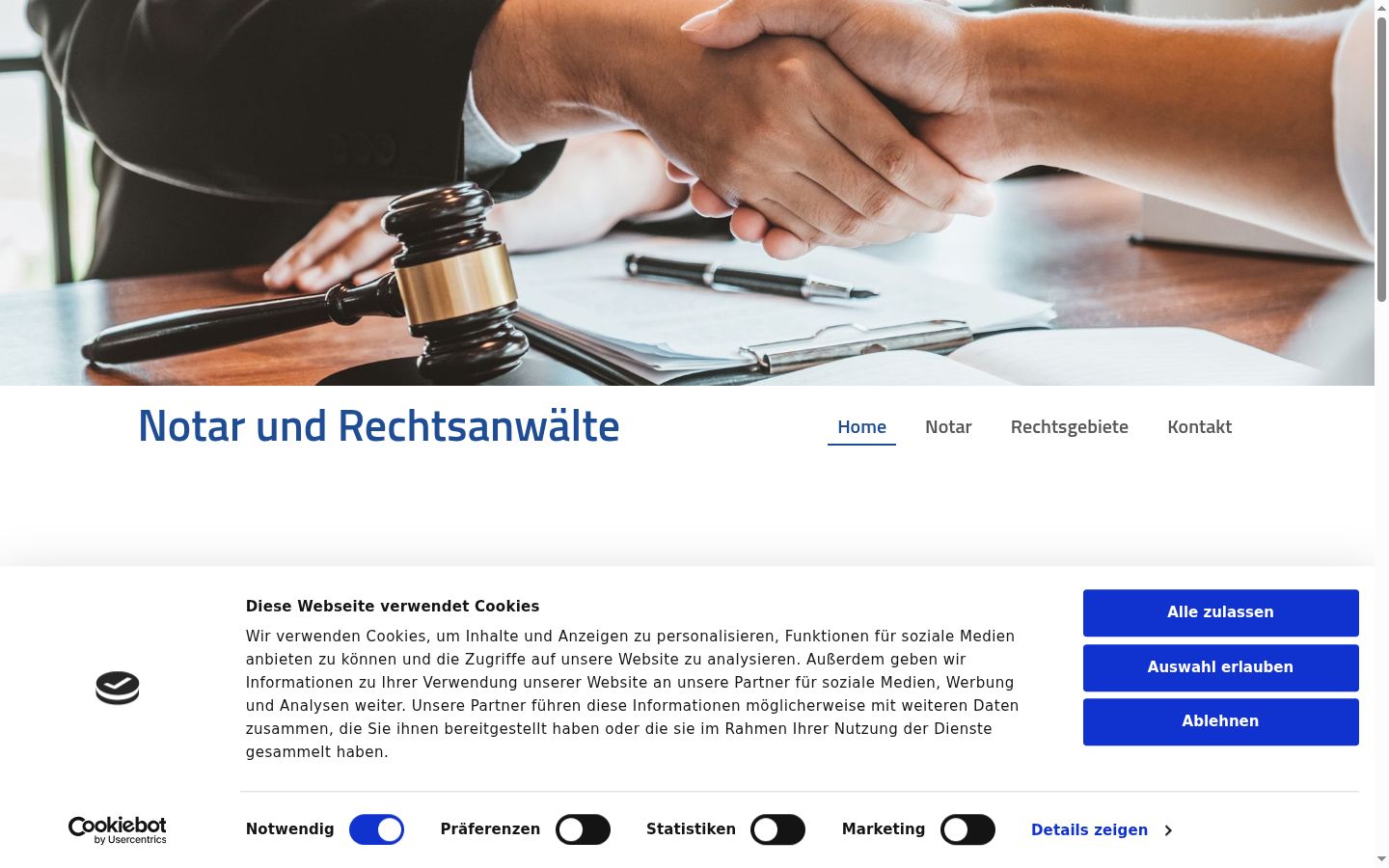 Screenshot del banner di consenso mostrato prima di qualsiasi interazione
