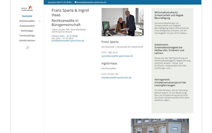 Captură de ecran a anwaelte-sparla-haas.de