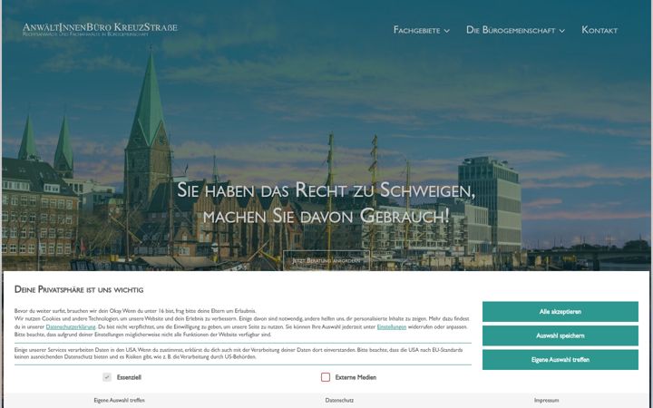 Screenshot of anwaeltinnenbuero.de