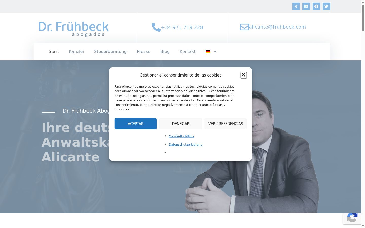 Capture d'écran de la bannière de consentement affichée avant toute interaction