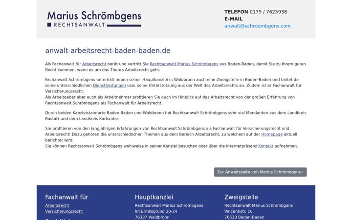 Captură de ecran a anwalt-arbeitsrecht-baden-baden.de