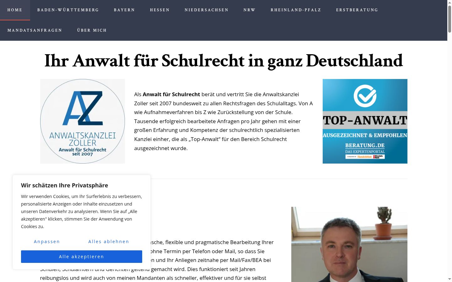 Screenshot del banner di consenso mostrato prima di qualsiasi interazione