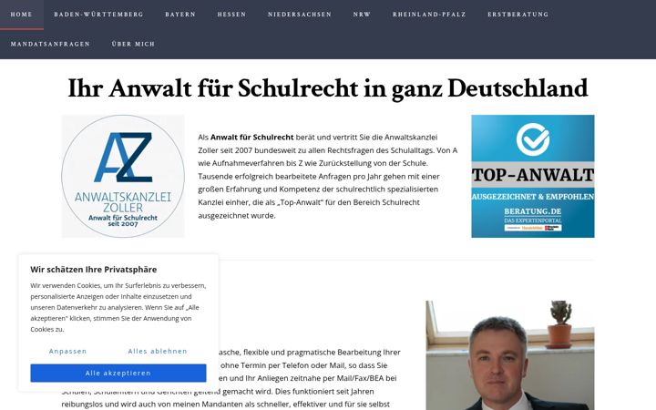 Ekraanipilt saidist anwalt-fuer-schulrecht.online