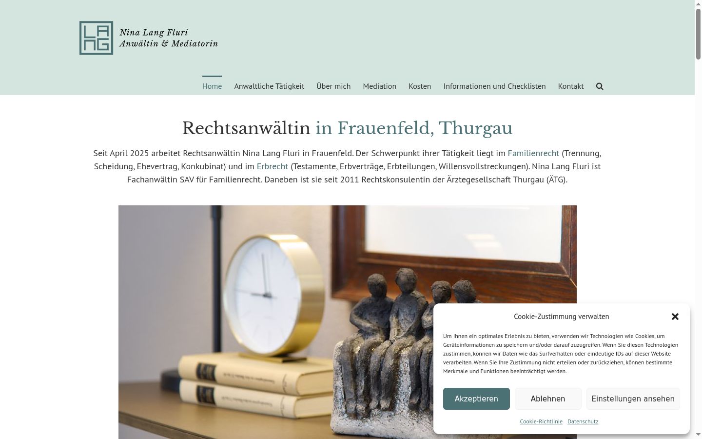 Screenshot des Einwilligungsbanners vor jeglicher Interaktion