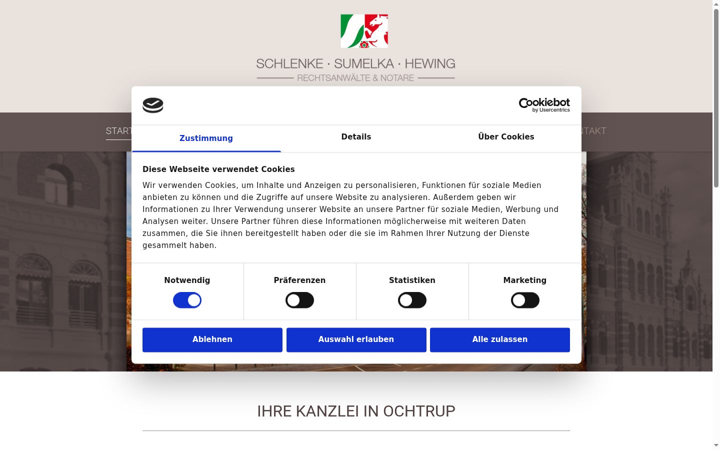 Screenshot del banner di consenso mostrato prima di qualsiasi interazione
