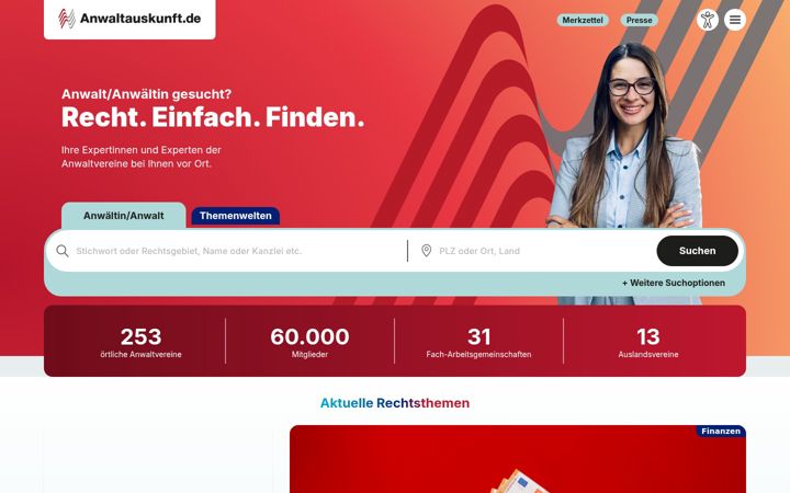 Screenshot of anwaltauskunft.de
