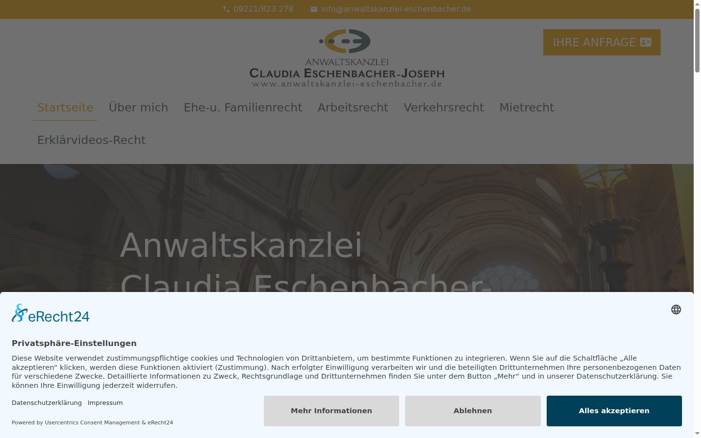 Screenshot del banner di consenso mostrato prima di qualsiasi interazione