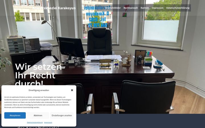 Screenshot of anwaltskanzlei-karakoyun.de
