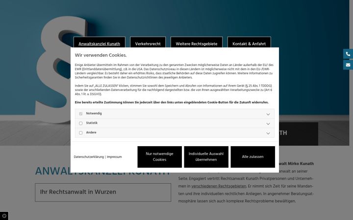 Screenshot of anwaltskanzlei-kunath.de