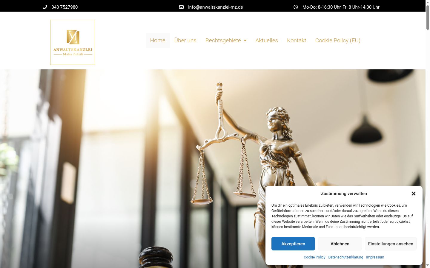 Screenshot del banner di consenso mostrato prima di qualsiasi interazione