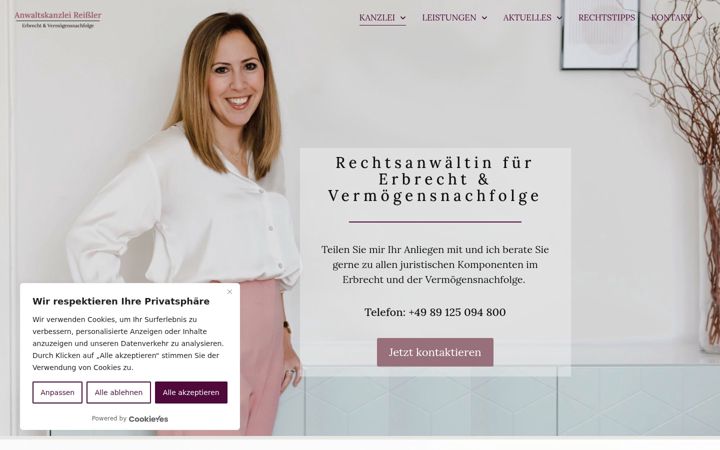 Screenshot of anwaltskanzlei-reissler.de